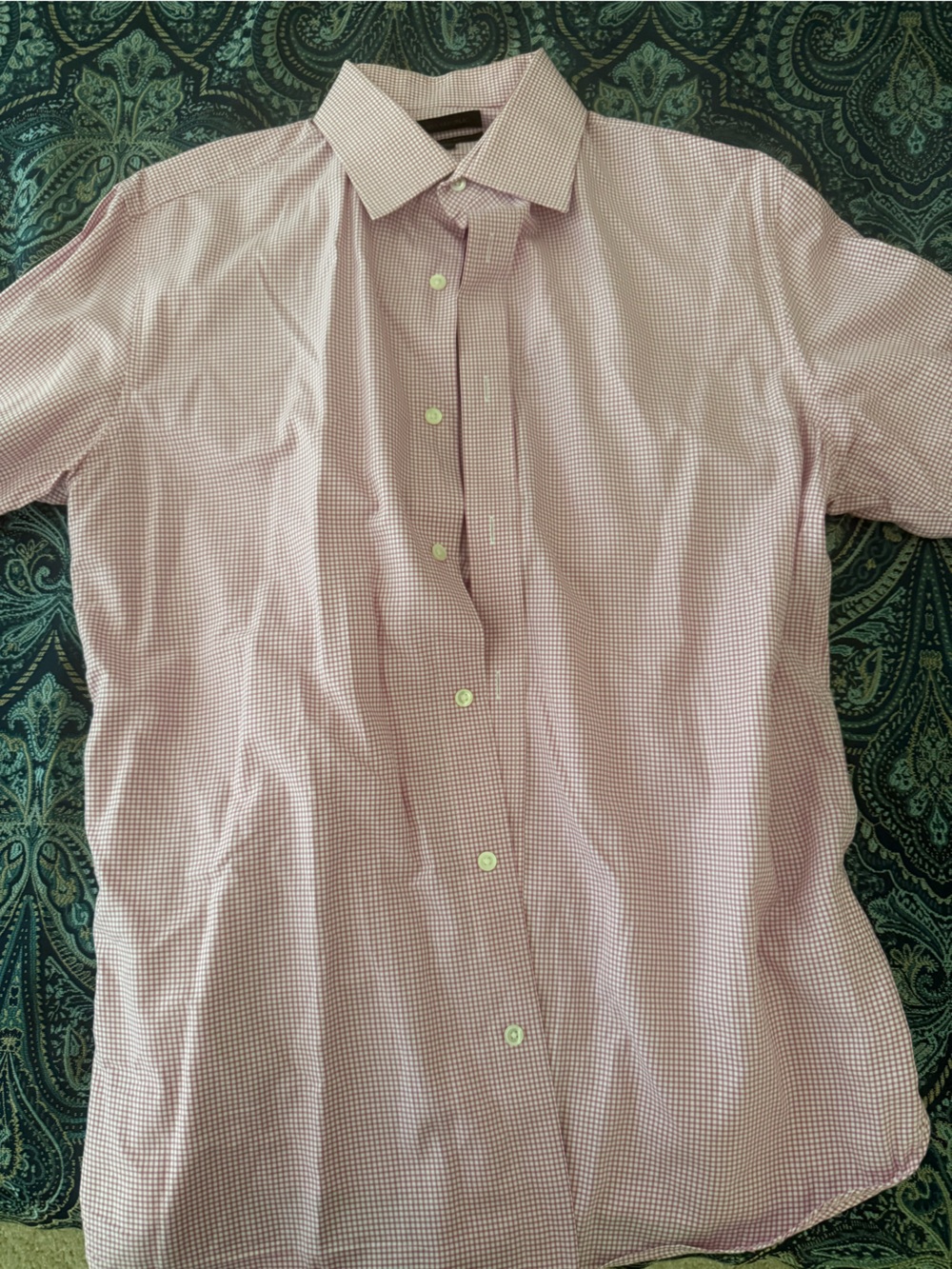 Banana Republic Men's Pink Micro-Check Dress Shirt